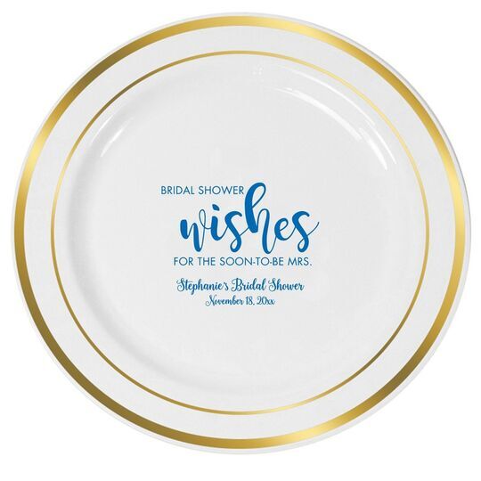 Bridal Shower Wishes Premium Banded Plastic Plates